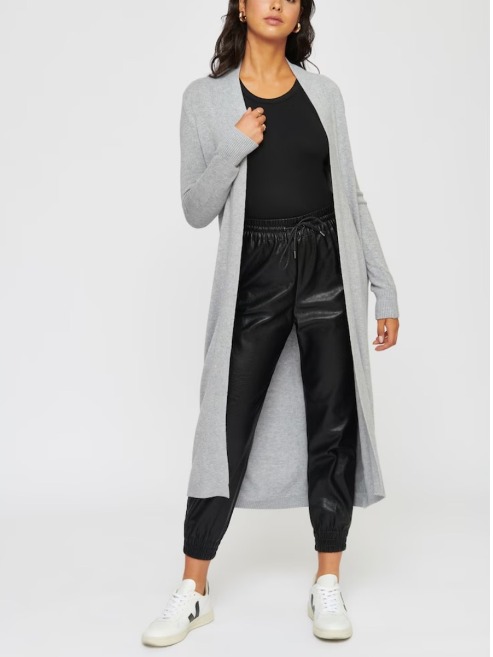 Black Faux Leather Jogger Pants - Women's Casual Pull-On